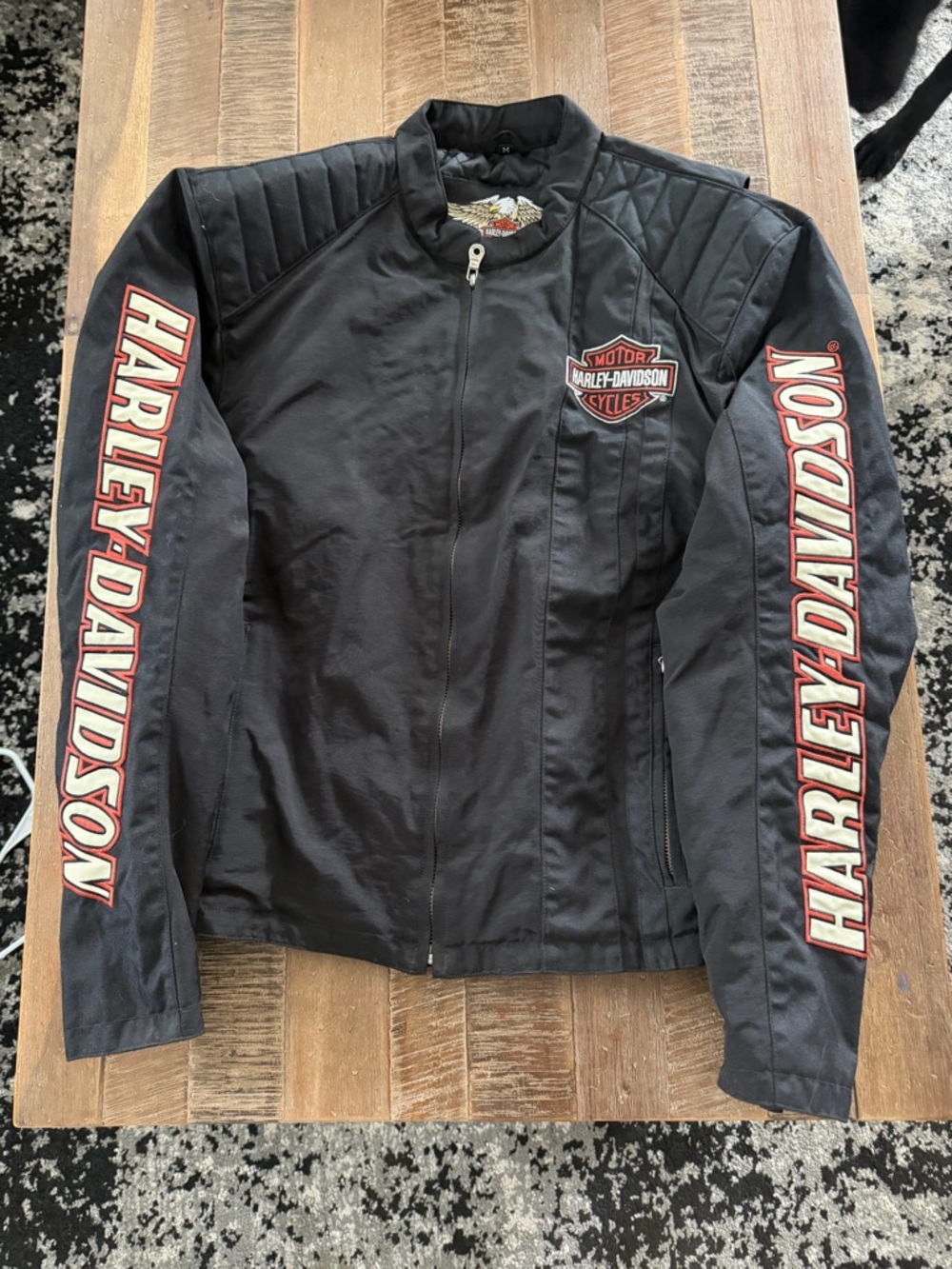 Harley-Davidson Black Jacket with Gold and White Eagle Patch